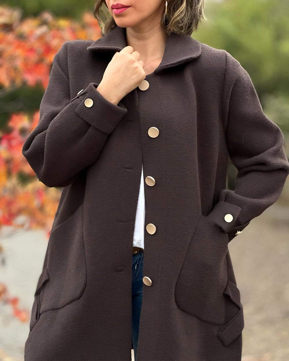 Kimberly Stylish Wool and Cashmere Coat with Chic Side Knot Detail