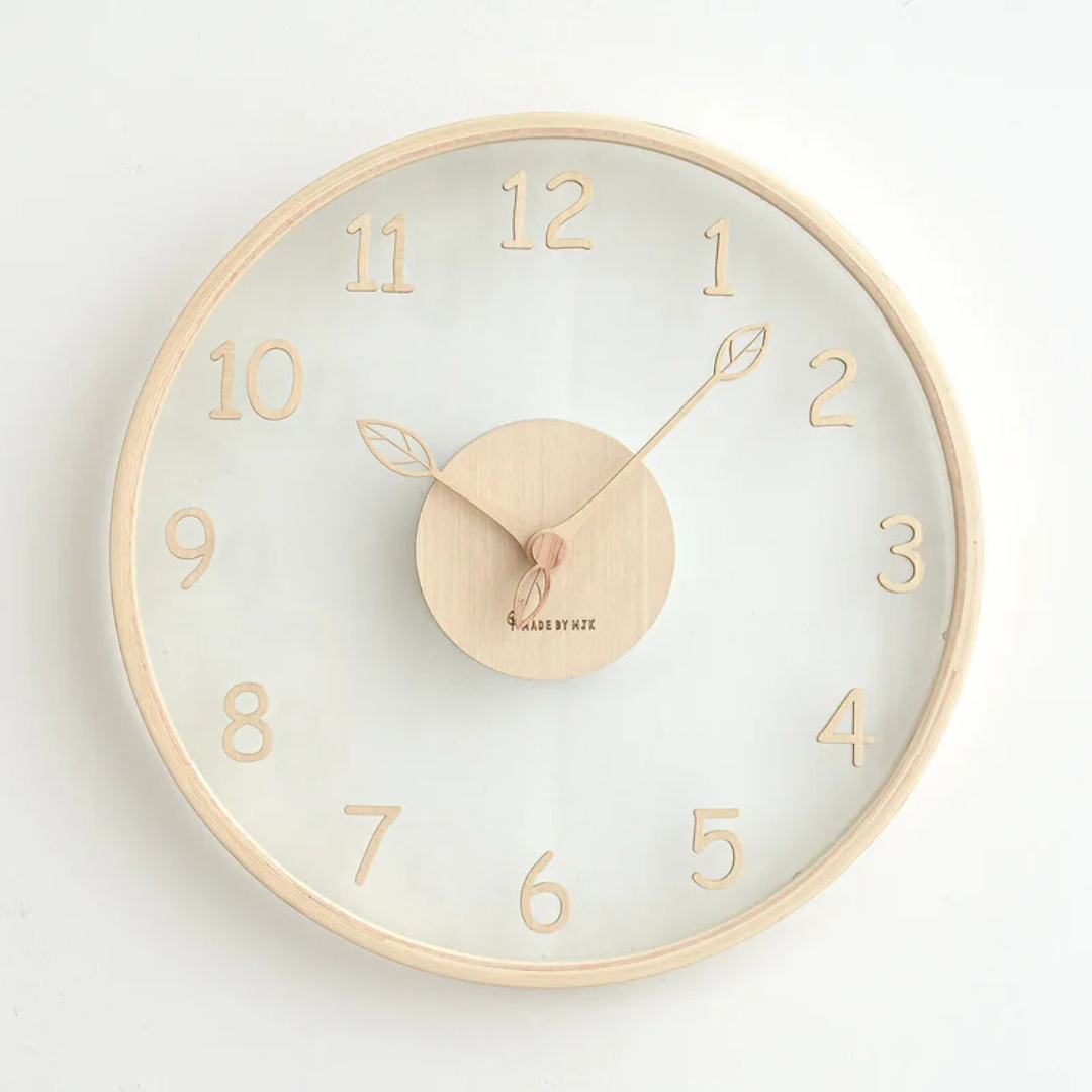 Metron - Elegant Wooden Wall Clock with Chic Glass Finish