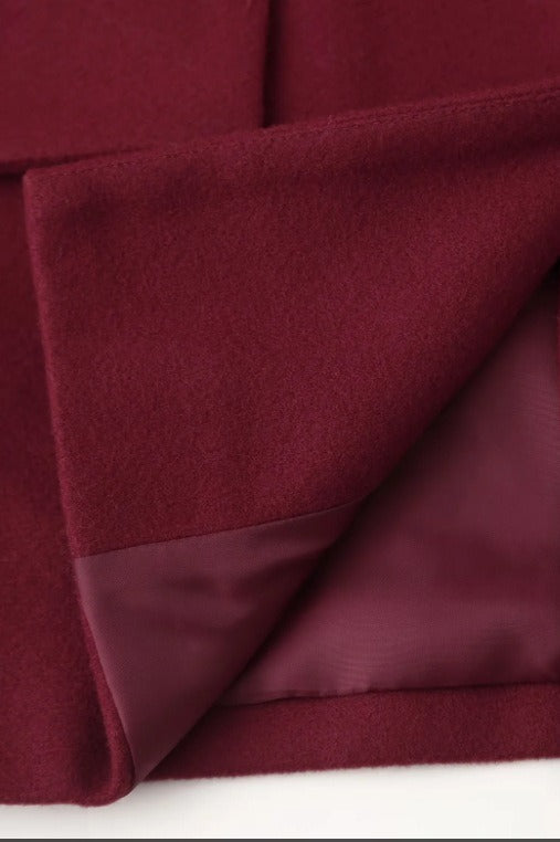 Wool coat with scarf collar and single-button closure