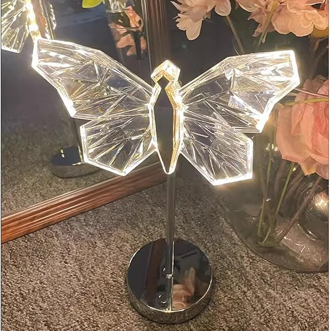 Elegant butterfly crystal table lamp for stylish living ambiance