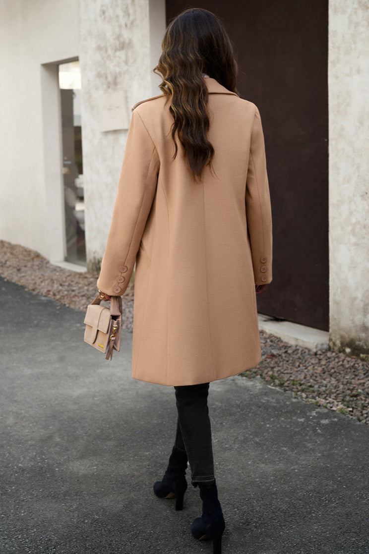 Oversized Solid Color Wool Blend Coat