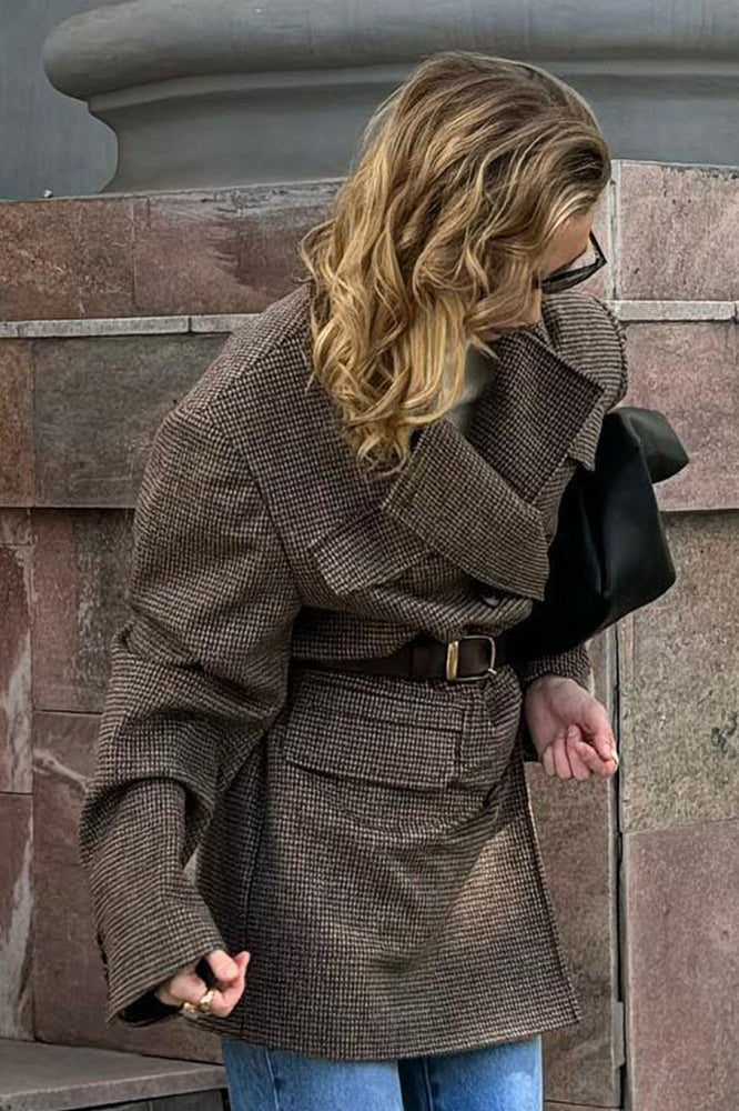 Double-cut wool tie blazer