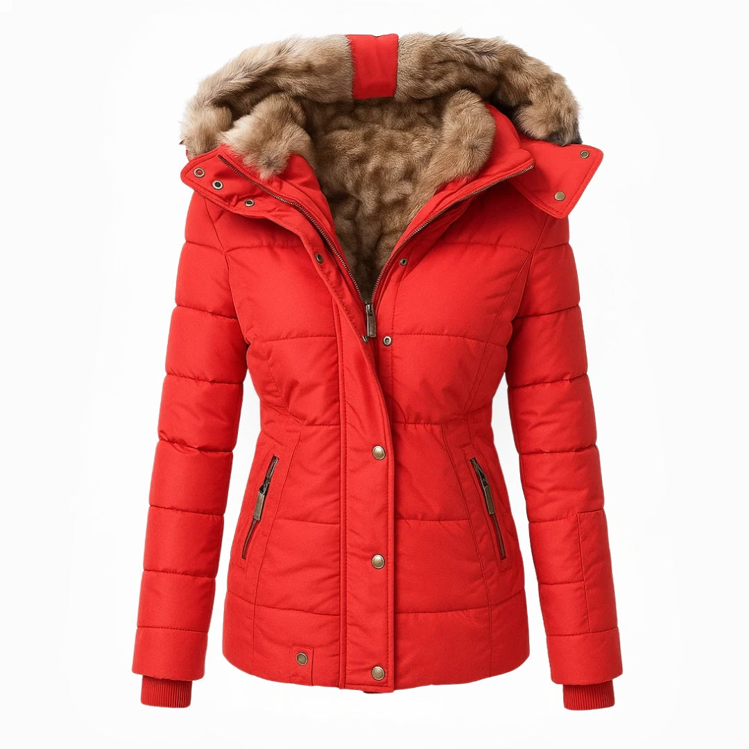 Anna™ Luxe Warm Winter Fur Jacket in Red