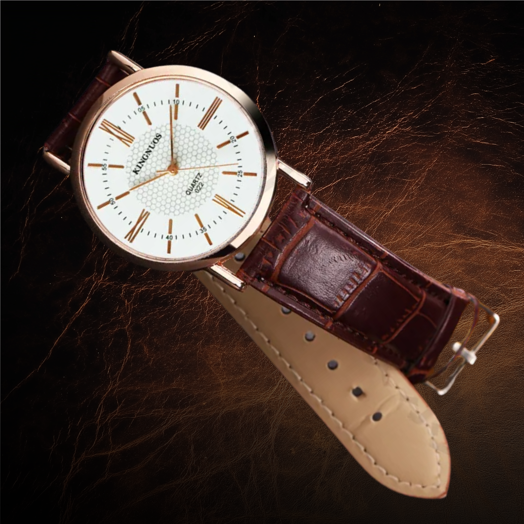 Elegant leather quartz watch bracelet for timeless style