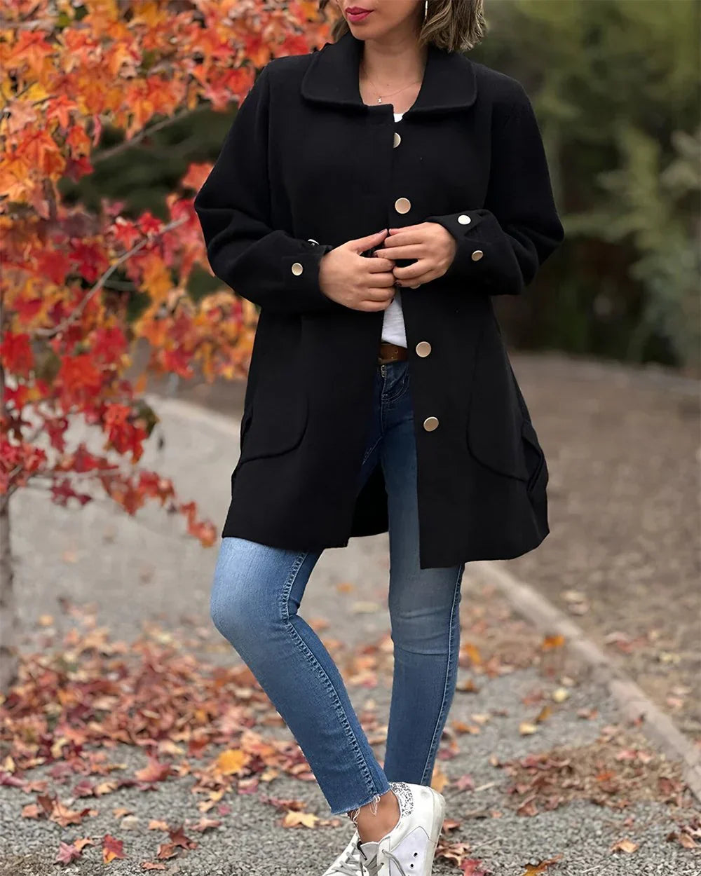 Kimberly Stylish Wool and Cashmere Coat with Chic Side Knot Detail
