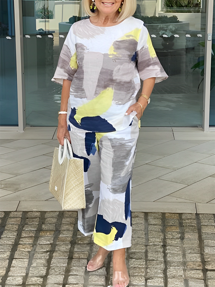 Enchanting Casual Print Two-Piece Set for Effortless Style