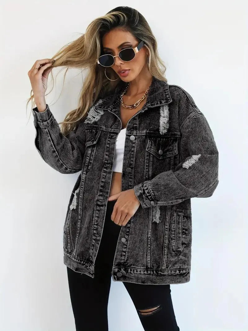 Stylish oversized denim jacket for women for a fashionable look
