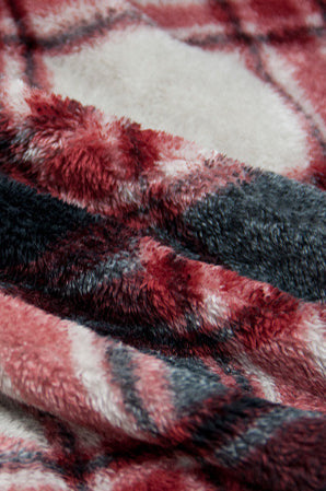 Fuzzy Plaid Hooded Short Sleeve Coat - Cozy and Stylish Layer for Any Occasion