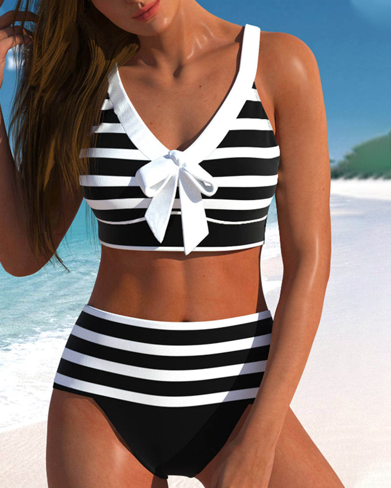 Retro Striped High Waist Bikini