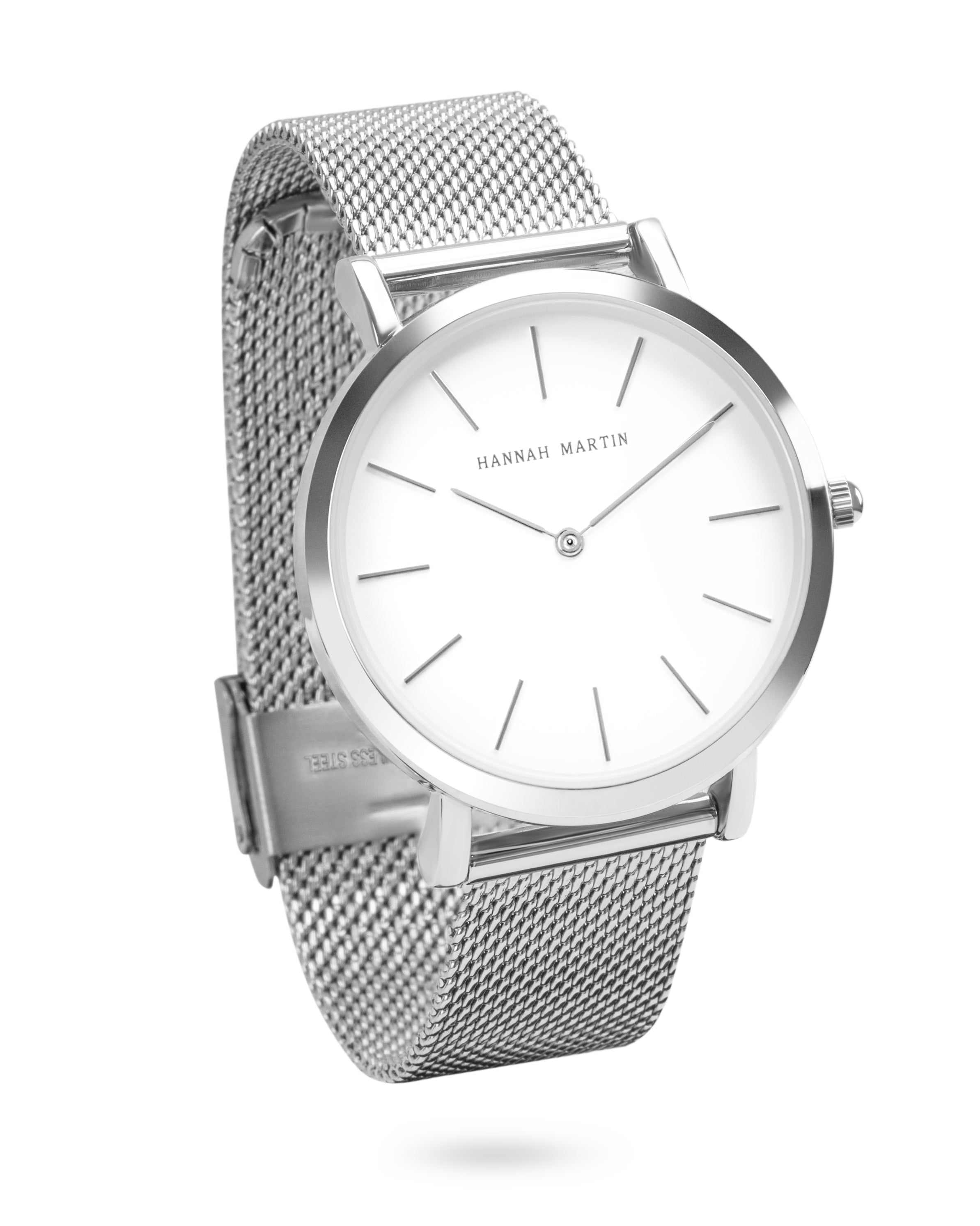 Celestial - Elegant Silver Round Watch with Luxury Mesh Band