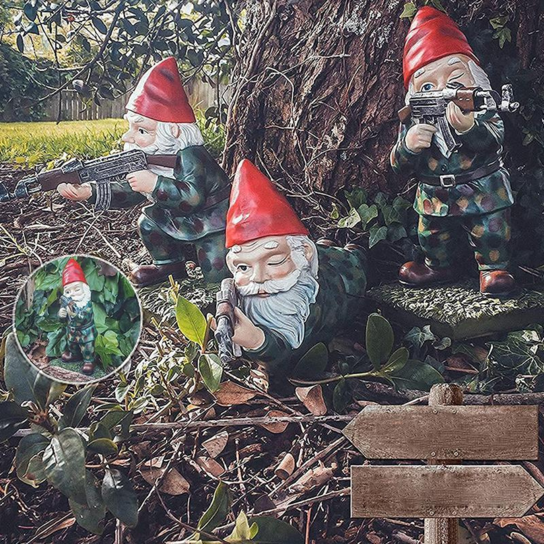 Drelix - Durable Military Garden Gnome for Play and Decoration