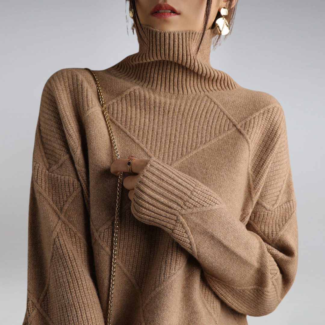 Adelia - Elegant Chic Rolled Collar Sweater
