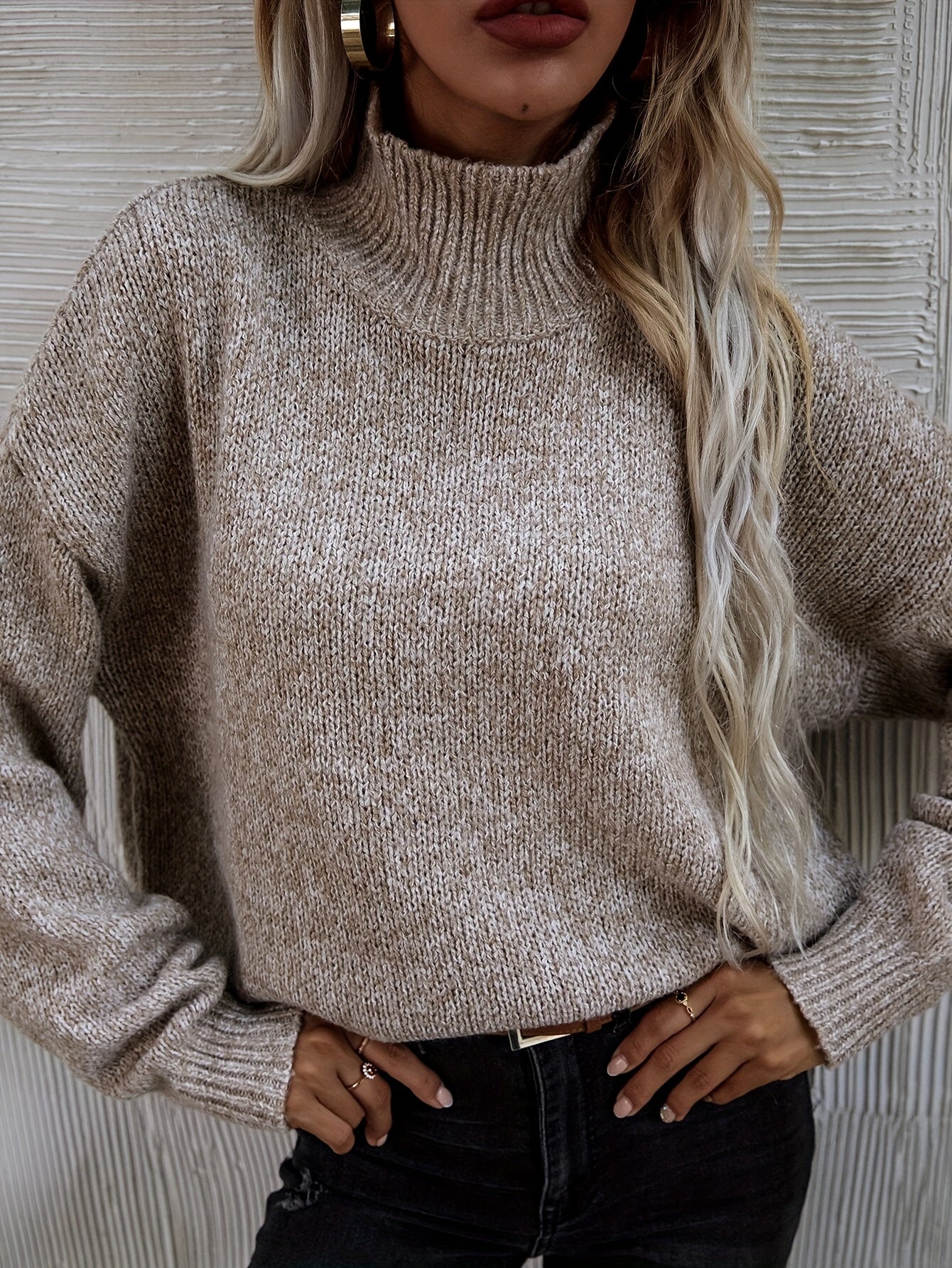 Women's Loose Knit Turtleneck Sweater for Stylish Comfort