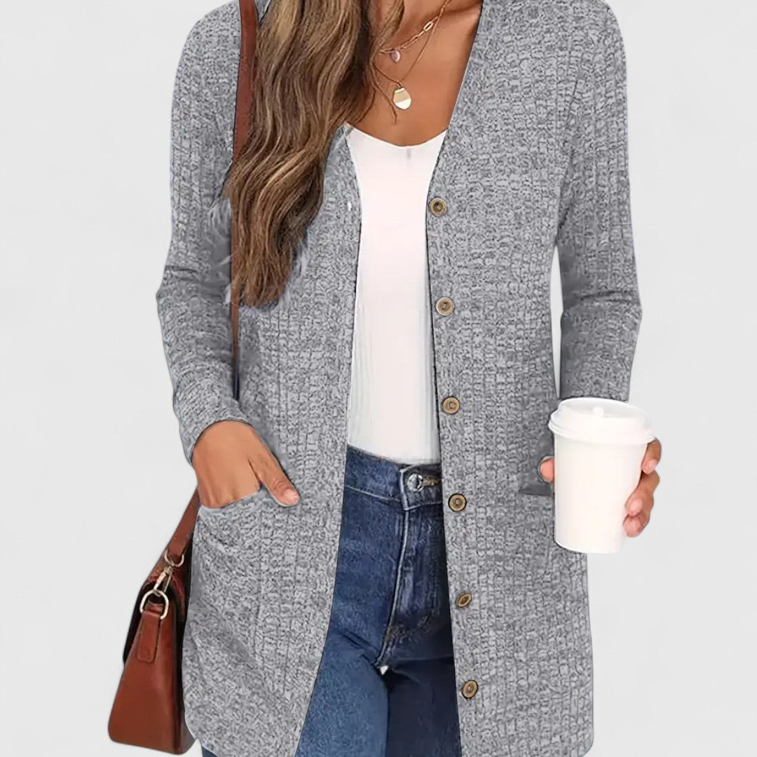 Lindsey - Coziness and Style in an Elegant V-Neck Cardigan