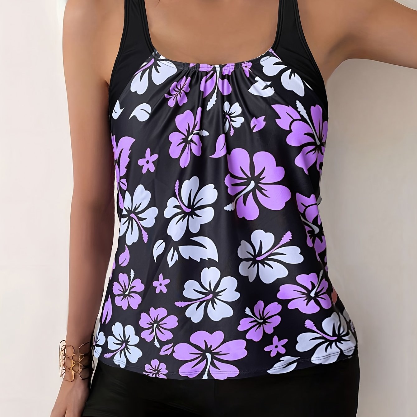 Elena Floral-Print Tankini Set - Stylish Two-Piece Swimwear for Summer