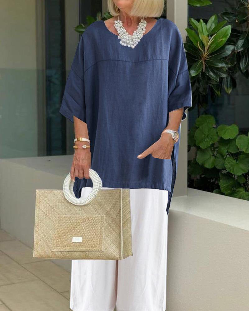 Two-Piece Wide-Leg Elegant Pants Set