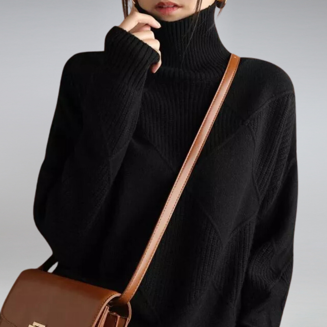 Adelia - Elegant Chic Rolled Collar Sweater