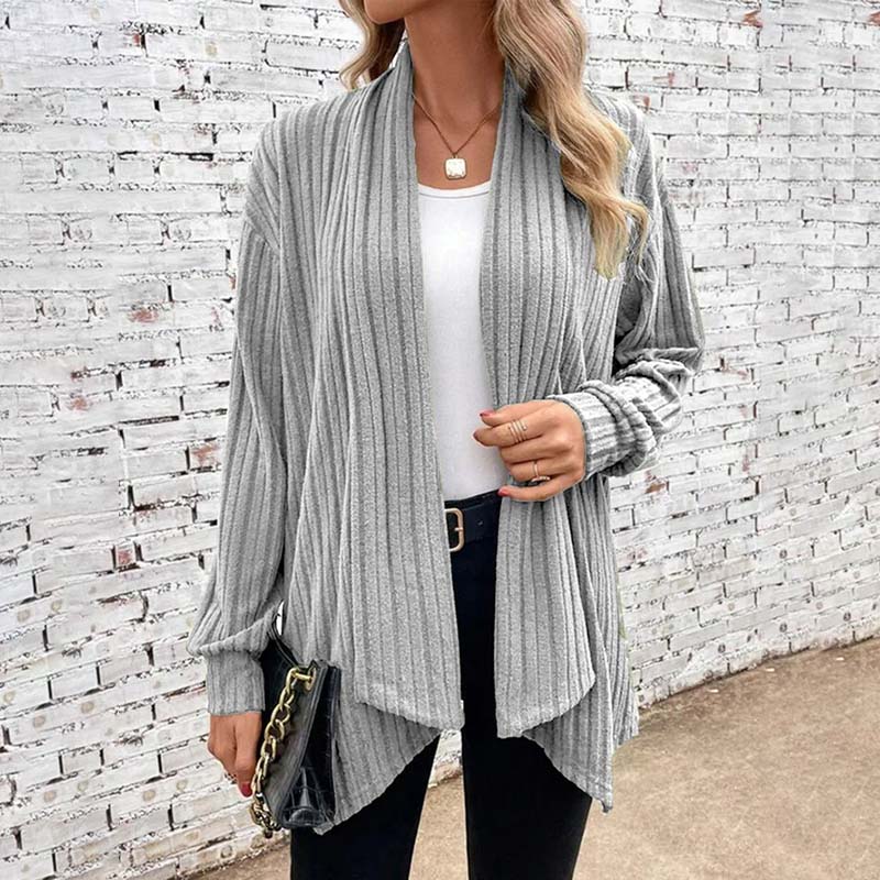 Women's Soft-Knit Ribbed Open-Front Cardigan