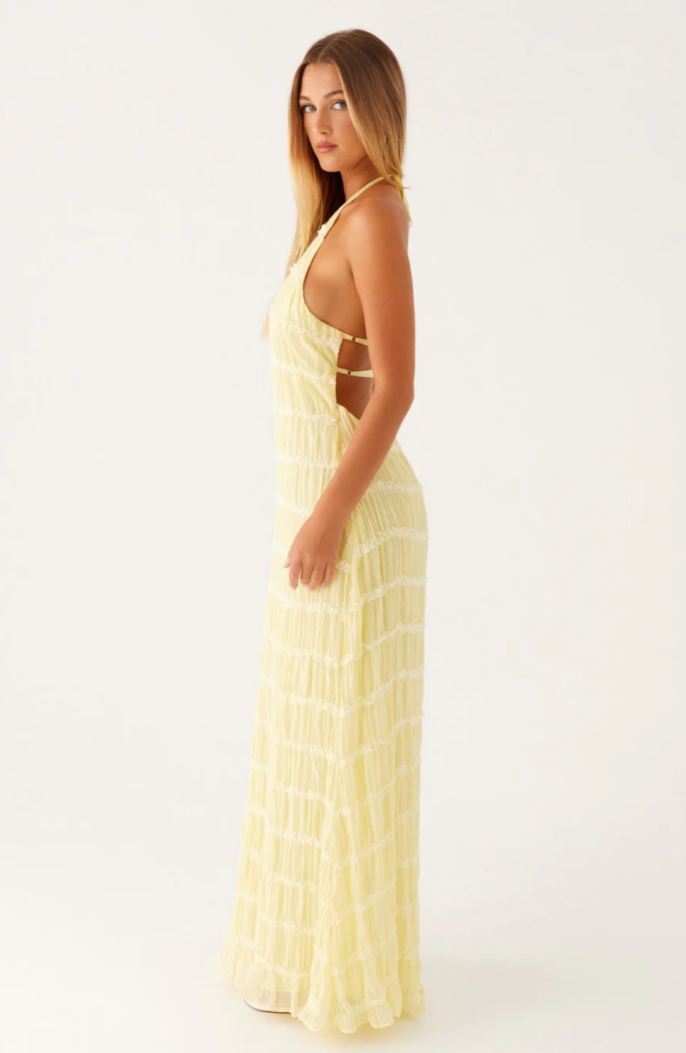 Caroline Textured Halter-Neck Maxi Dress – Effortless Summer Elegance