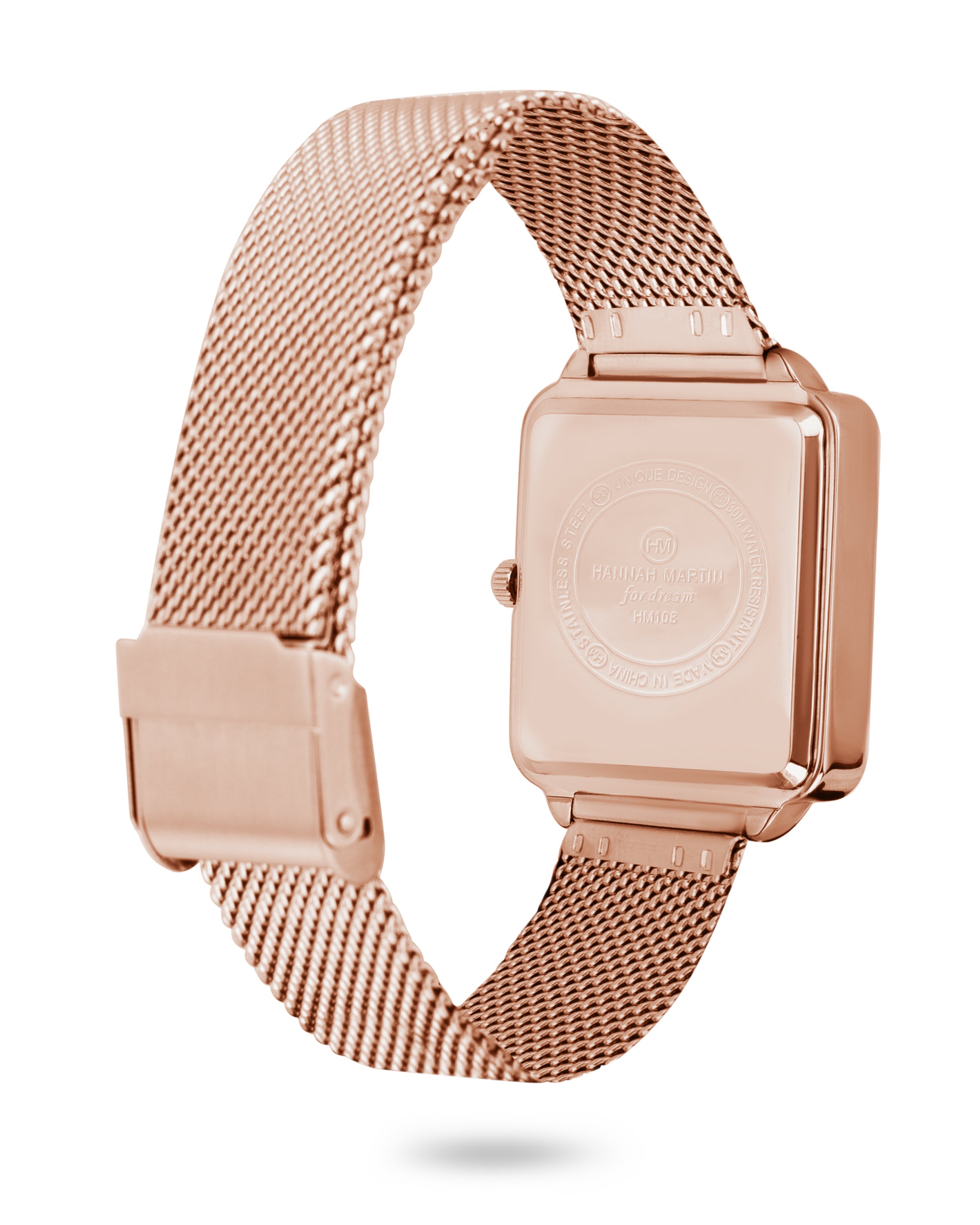 Eclipse - Charming Square Rose Gold Watch with Elegant Black Dial and Luxe Mesh Band