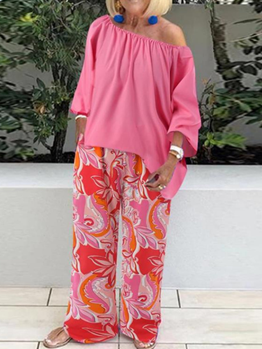 Stylish Casual Set with Print, Comfortable Two-Piece