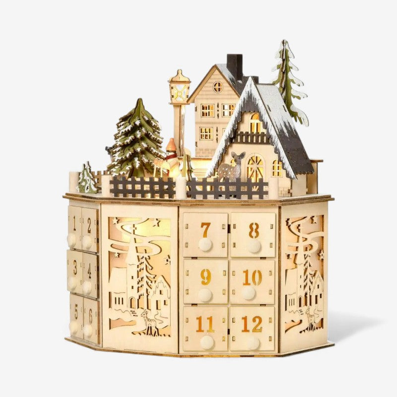 GlowFest – Magical Christmas Calendar with Blinking LED Lights and Charming House Design