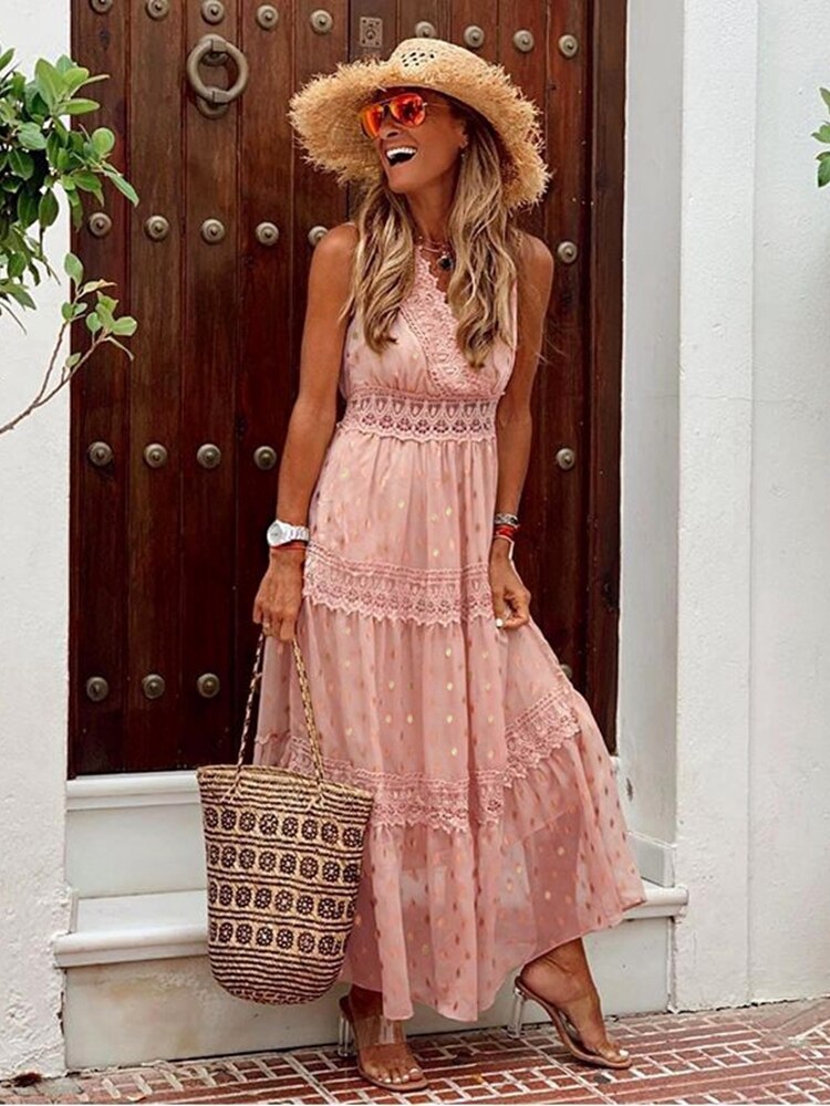 Joanna Boho Maxi Dress - Flowing Bohemian Style
