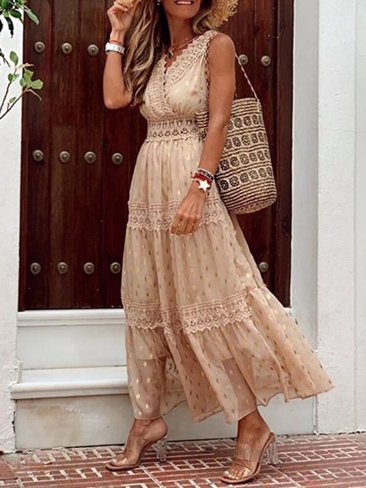 Joanna Boho Maxi Dress - Flowing Bohemian Style