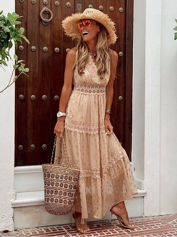 Joanna Boho Maxi Dress - Flowing Bohemian Style