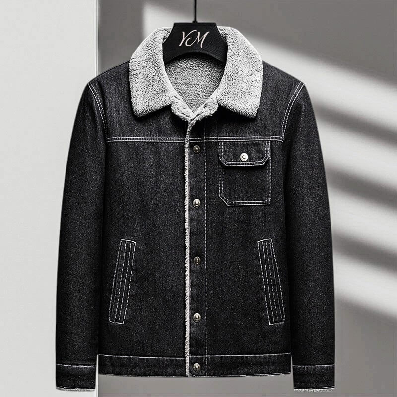 Calvin Denim Jacket with Sherpa Lining for a Stylish and Comfortable Look