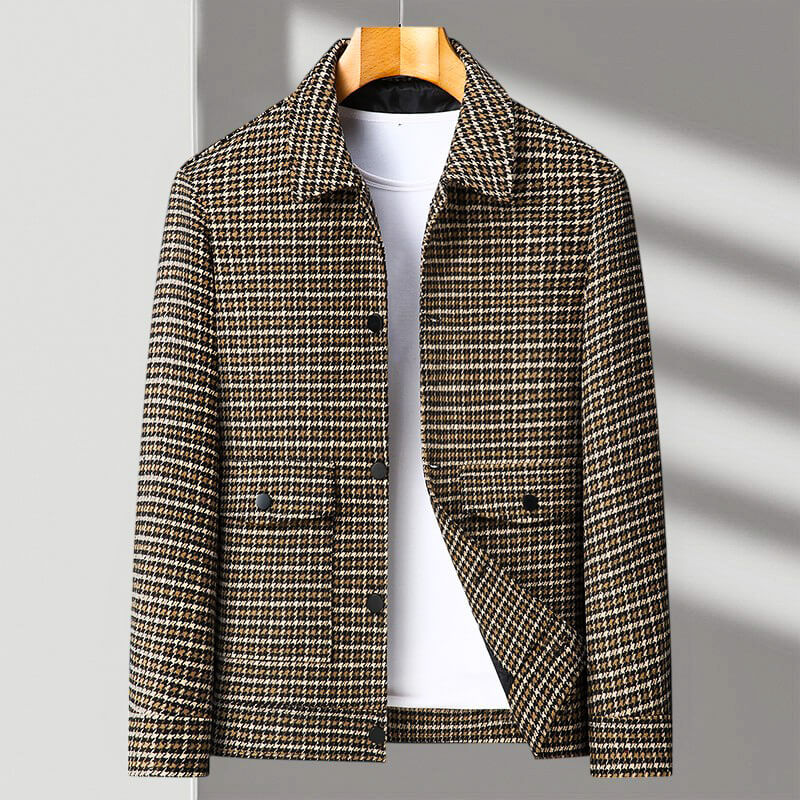 Chic Malcolm Houndstooth Wool Jacket for a Stylish Look