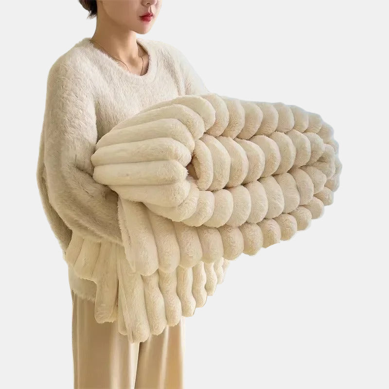 Striped Flannel Fleece Blanket for Cozy Living and Bedroom Decor