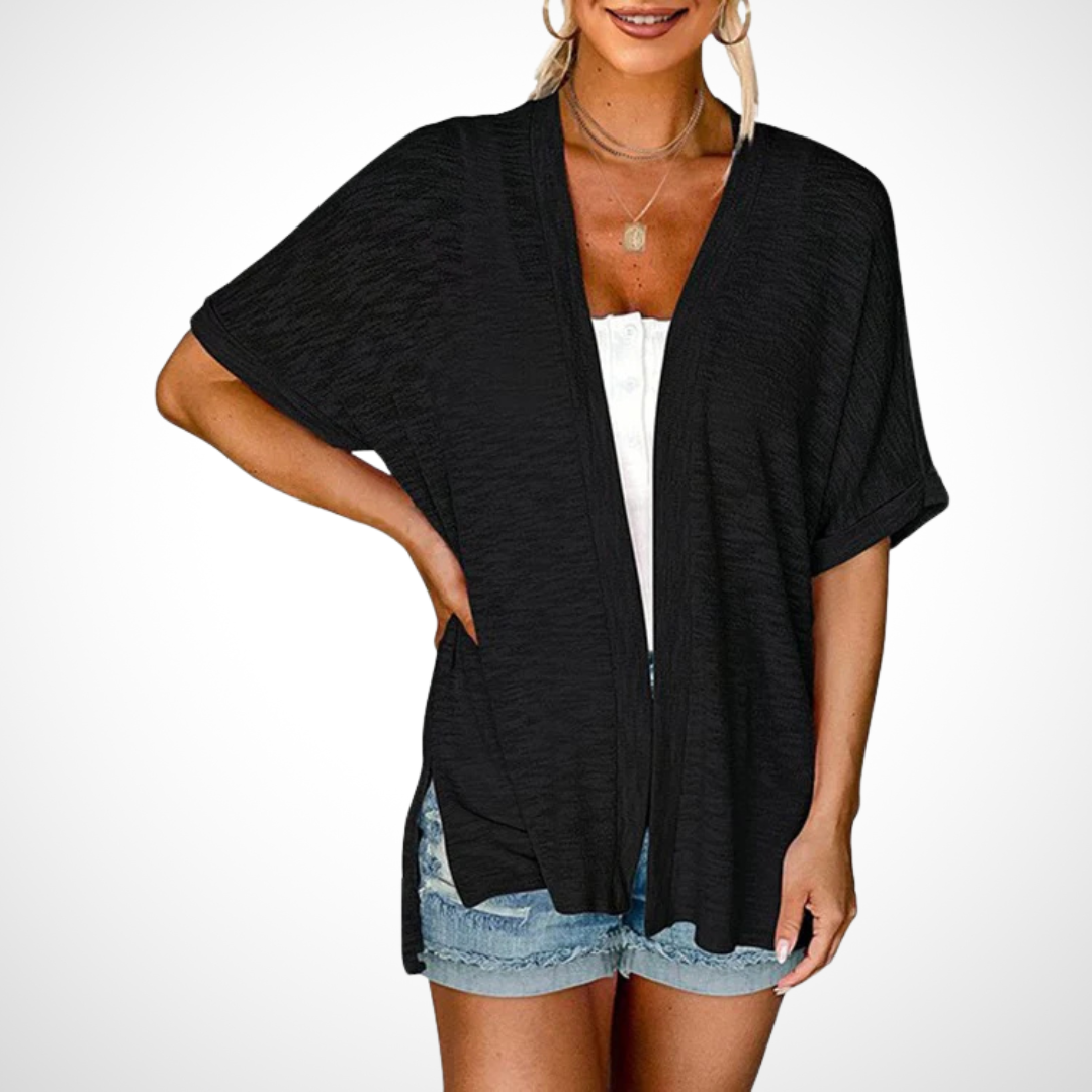 Effortless Flowy Short-Sleeve Cardigan for Chic Everyday Style