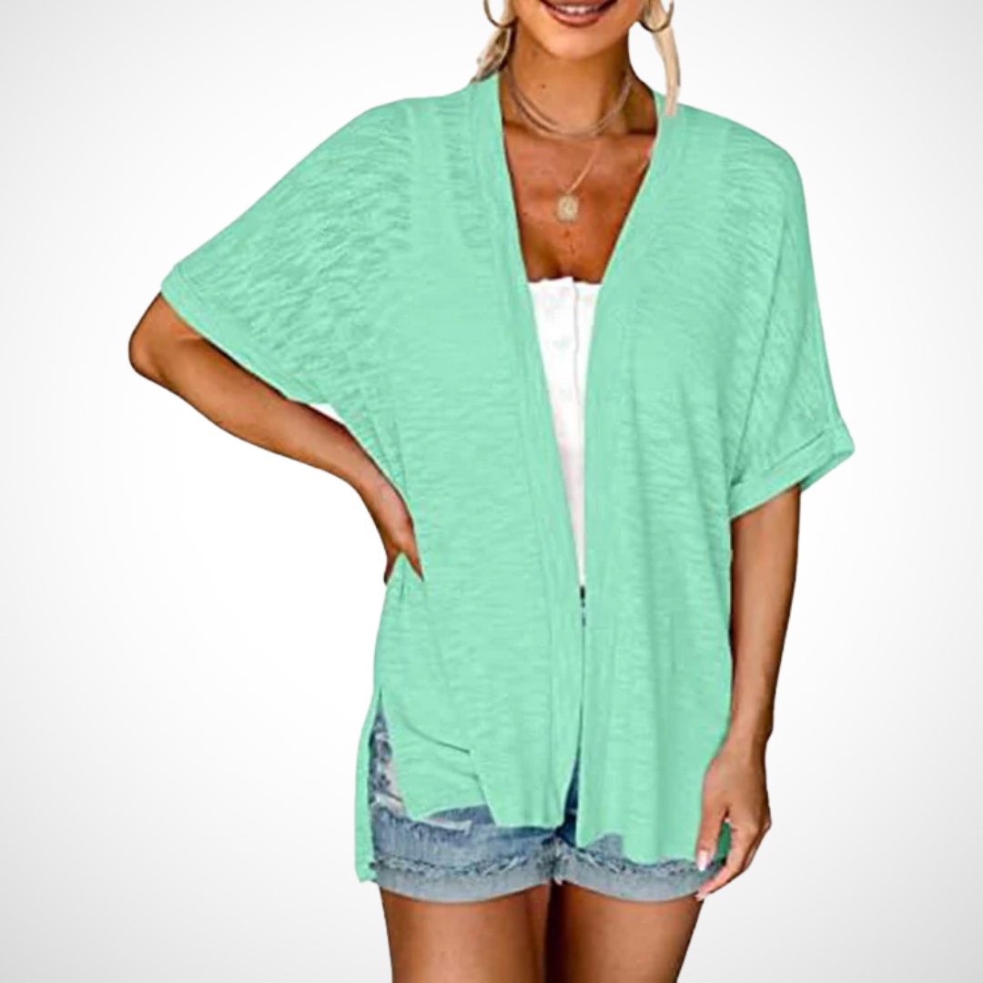 Effortless Flowy Short-Sleeve Cardigan for Chic Everyday Style