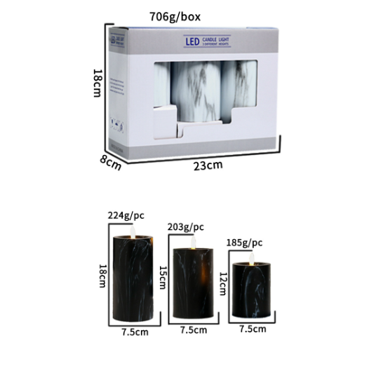 Candlylight™ | Set of 3 Elegant LED Marble Candle Lights for Ambiance Lighting