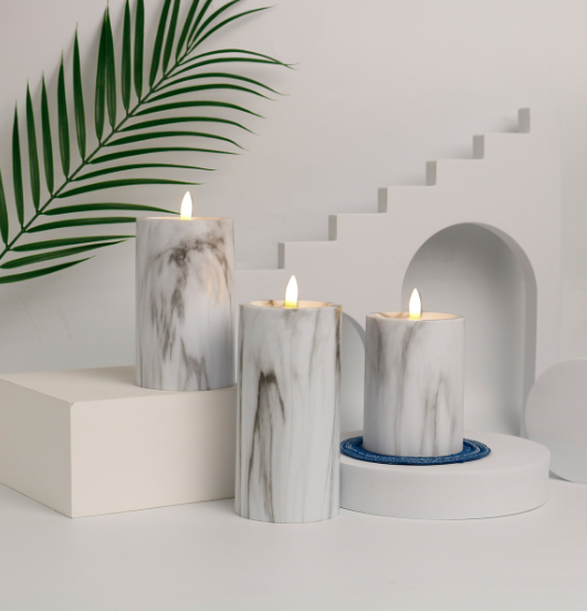 Candlylight™ | Set of 3 Elegant LED Marble Candle Lights for Ambiance Lighting