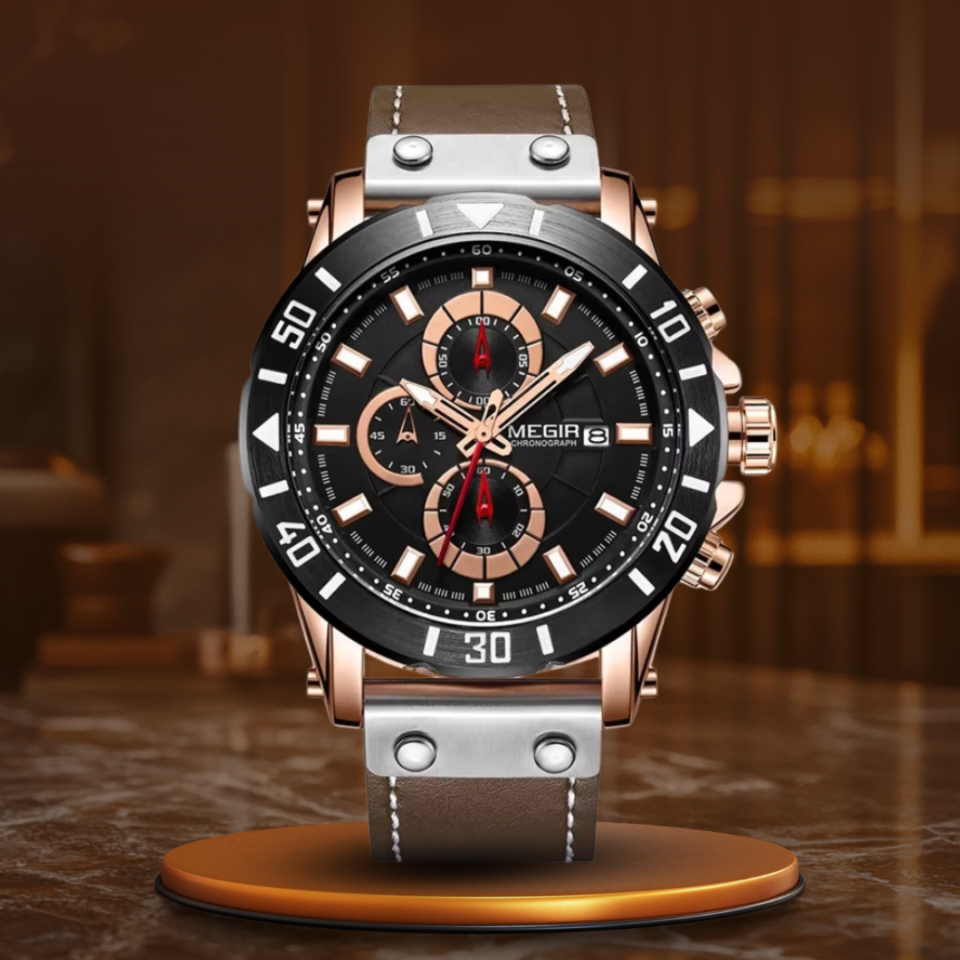 Dazzling Quartz Watch with Elegant Leather Strap