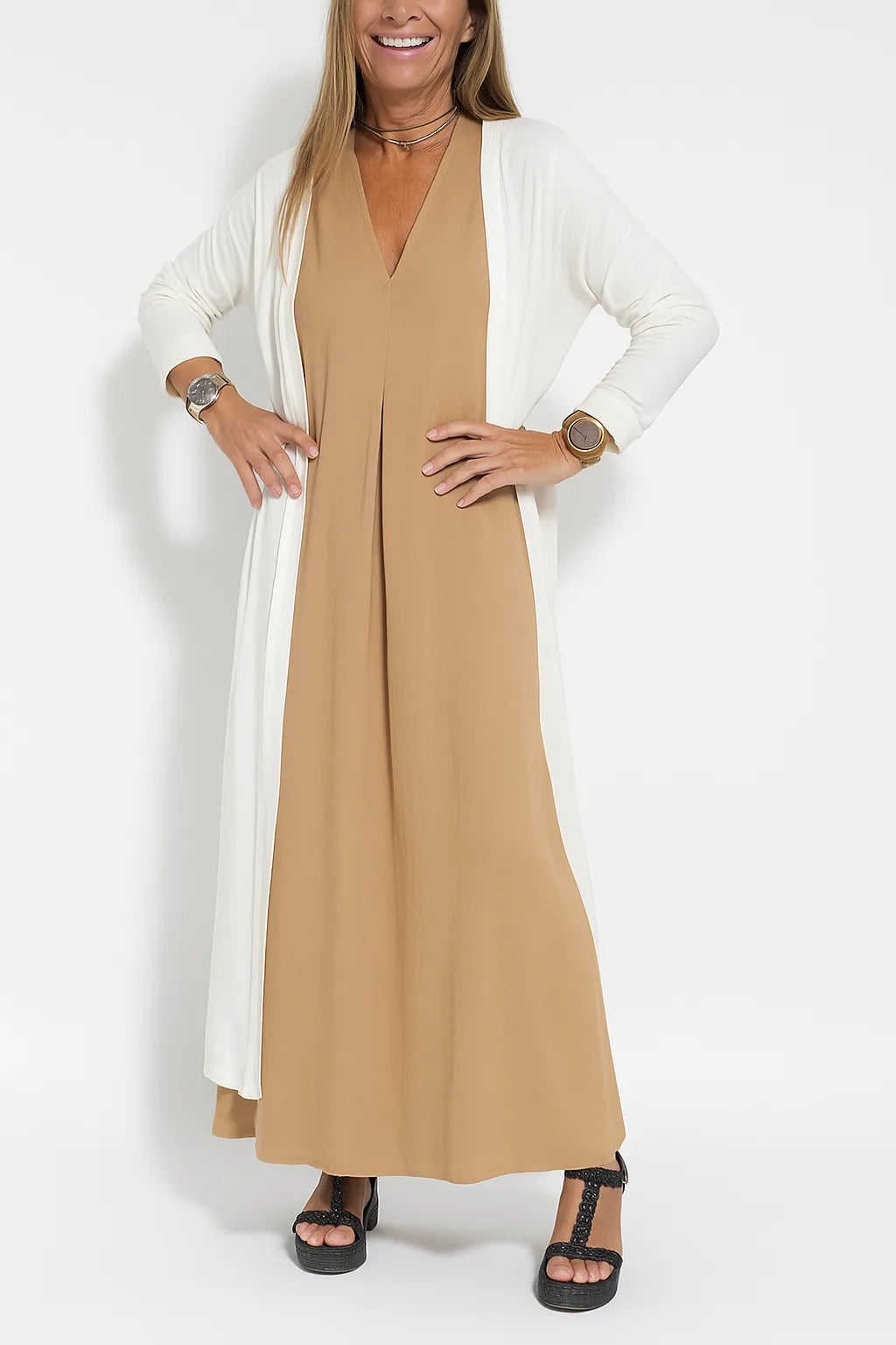 Carmela | Elegant Maxi Dress with Matching Cardigan