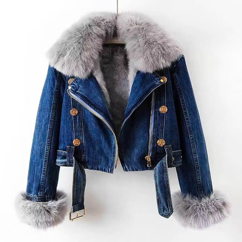 Isadora Denim Fur Jacket - Cozy and Trendy Outerwear for Stylish Comfort
