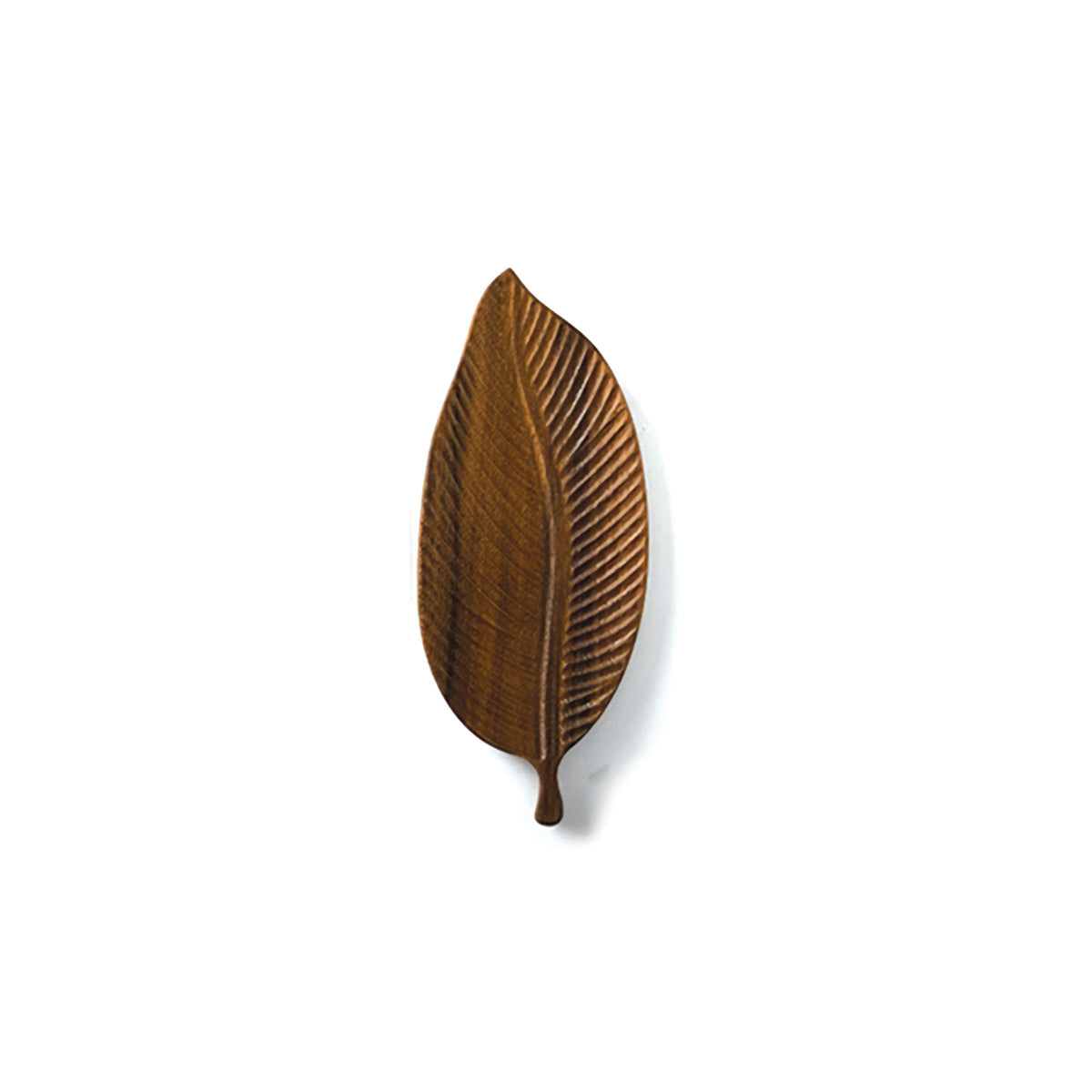 Bowl made of dark walnut wood with leaves