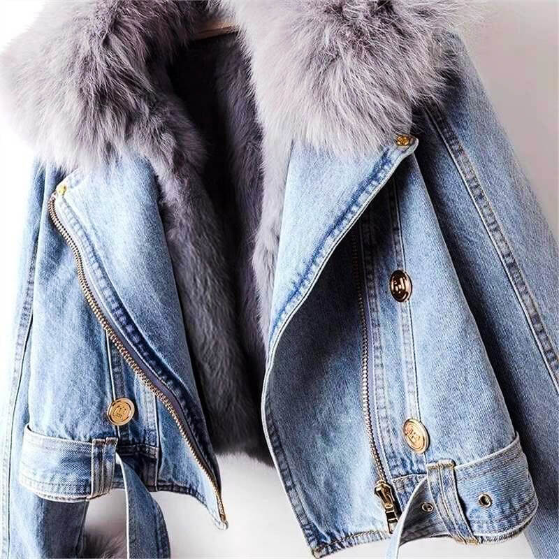 Isadora Denim Fur Jacket - Cozy and Trendy Outerwear for Stylish Comfort
