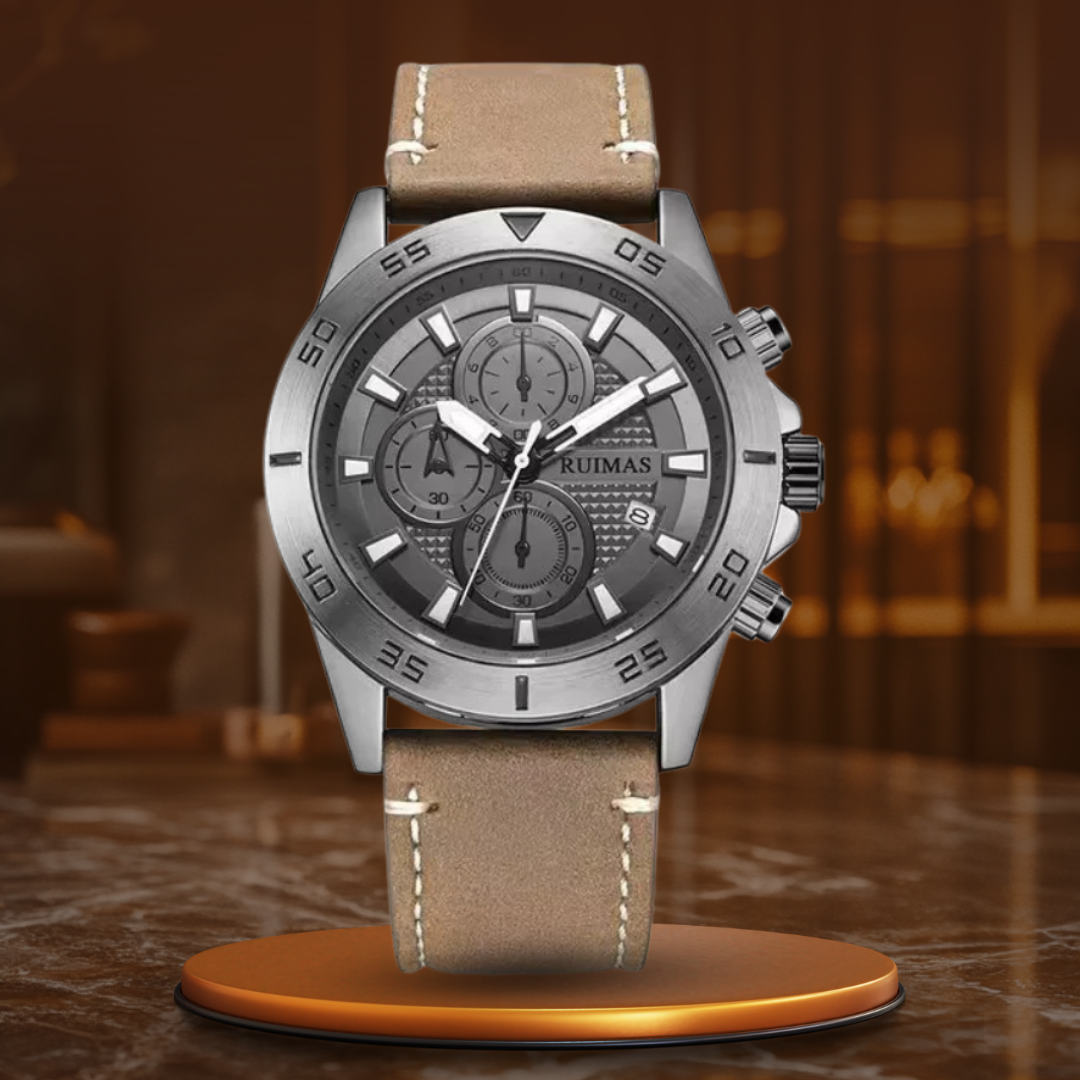 Elegant quartz chronograph watch with digital and analog display