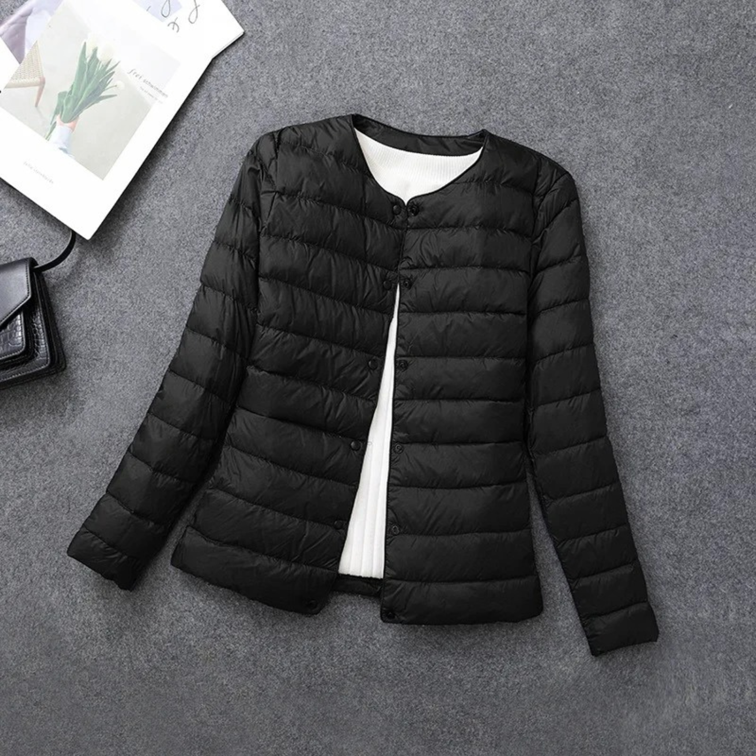 Adelheid - Trendy Light Down Jacket with Comfortable Round Neck