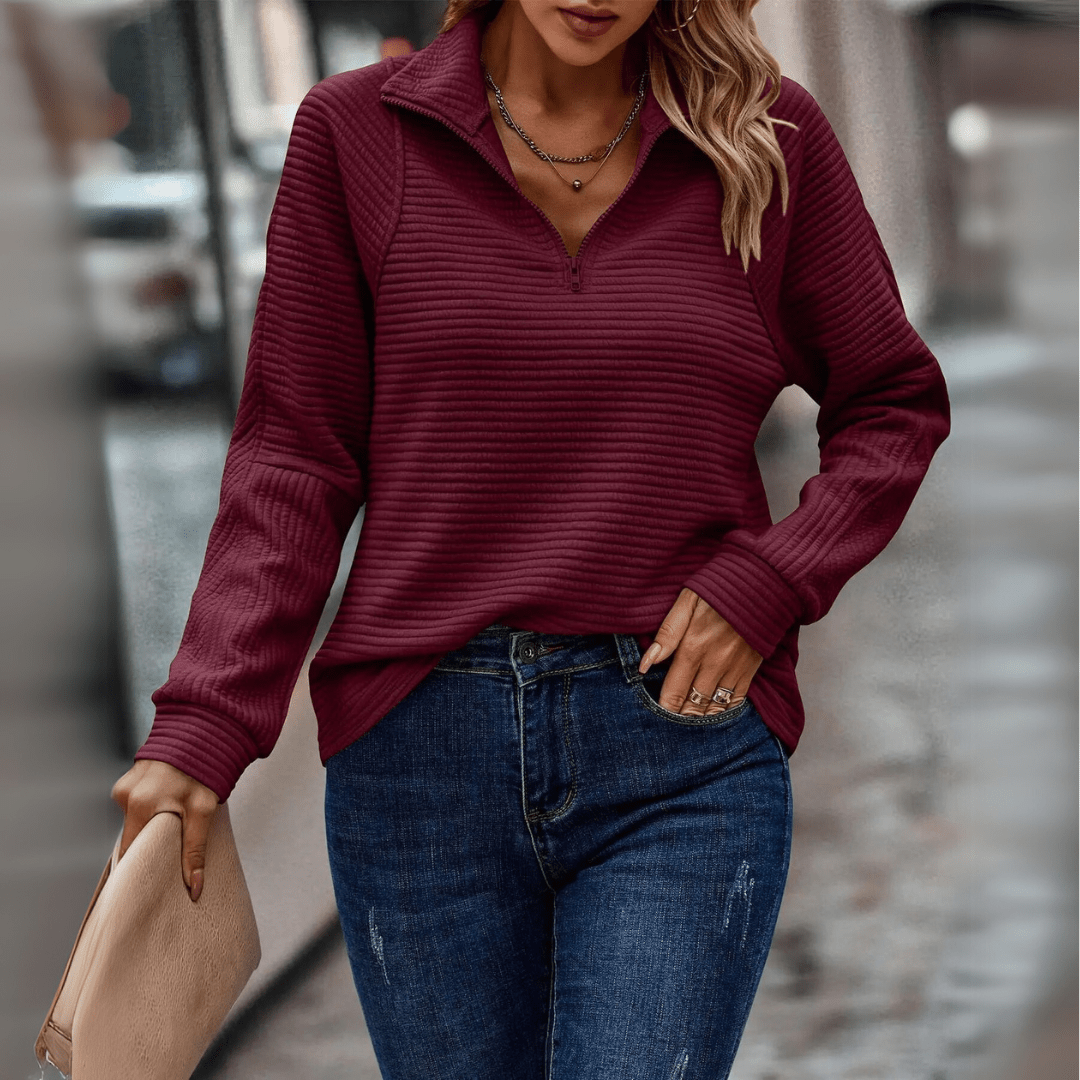 Jessica - Elegant half-zip sweater for a sophisticated style