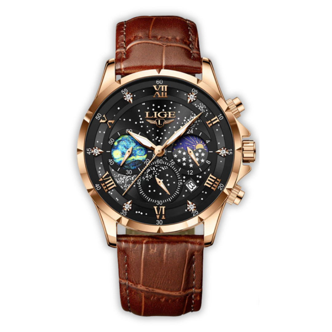 Elegant watch with sophisticated moon phase design
