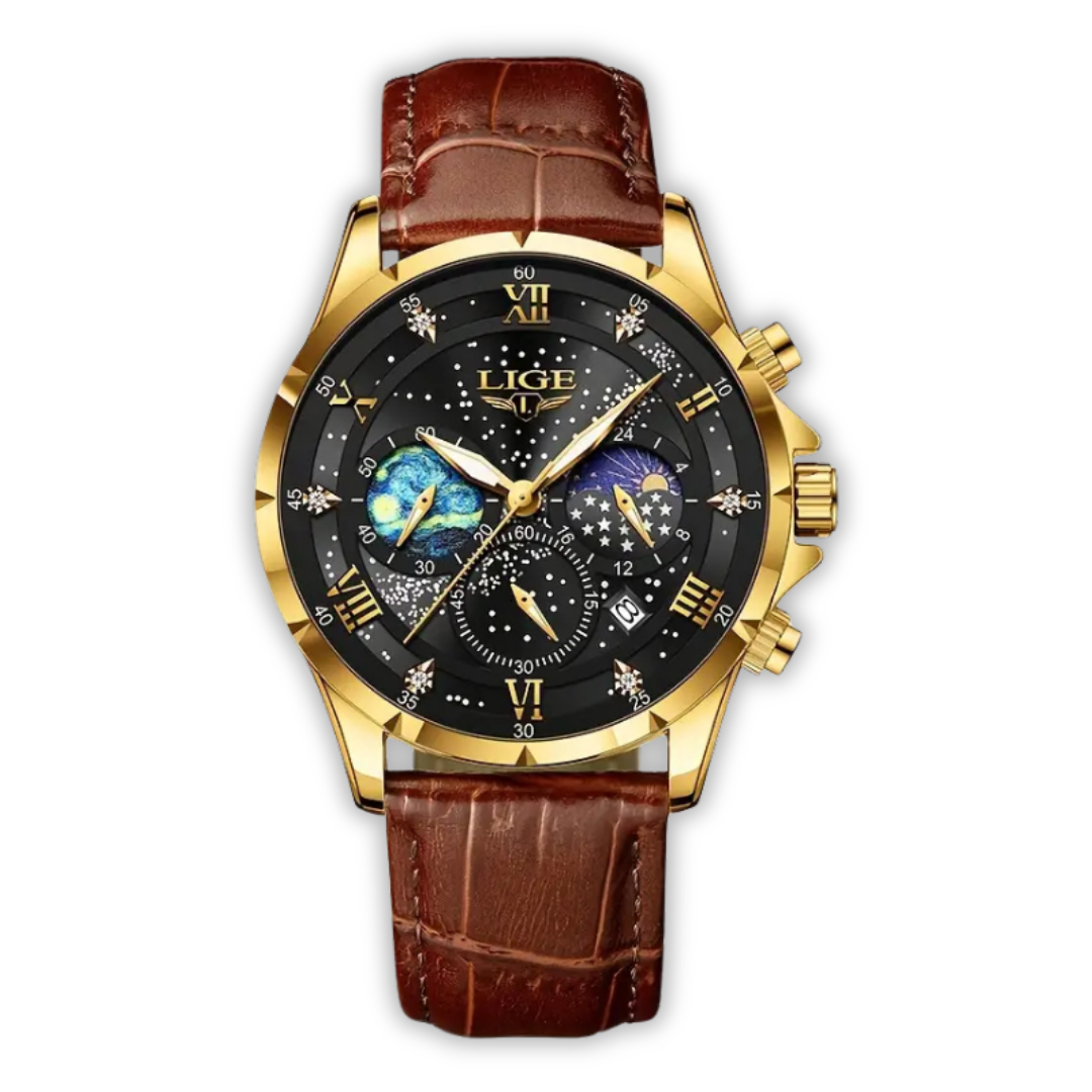 Elegant watch with sophisticated moon phase design