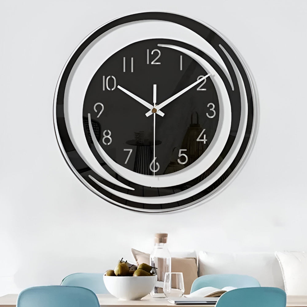 Sorana - Stylish Black Acrylic Wall Clock in Scandinavian Design, 30 cm