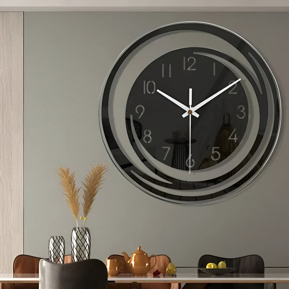 Sorana - Stylish Black Acrylic Wall Clock in Scandinavian Design, 30 cm