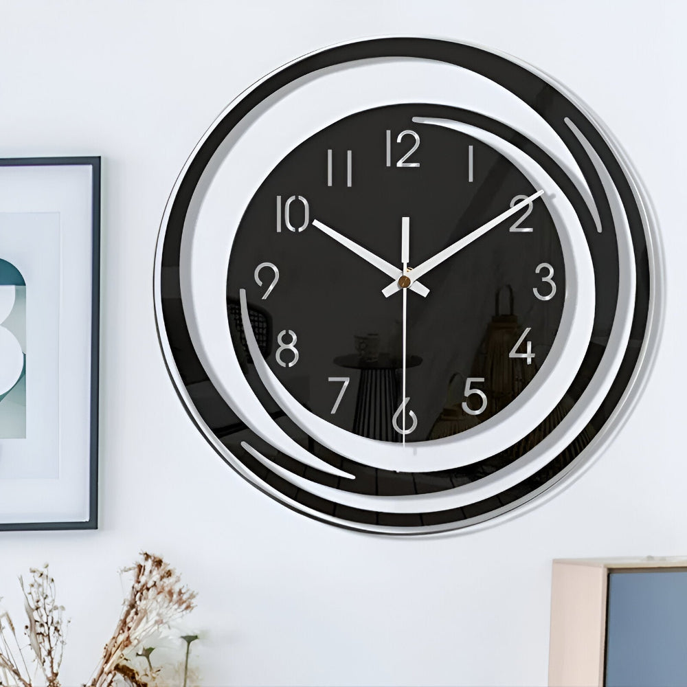 Sorana - Stylish Black Acrylic Wall Clock in Scandinavian Design, 30 cm