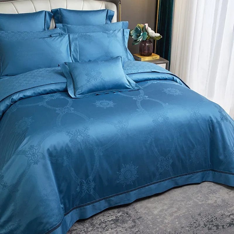 Luxury Blue Egyptian Cotton Duvet Cover Set – 200x230 cm with 2 Elegant Pillowcases